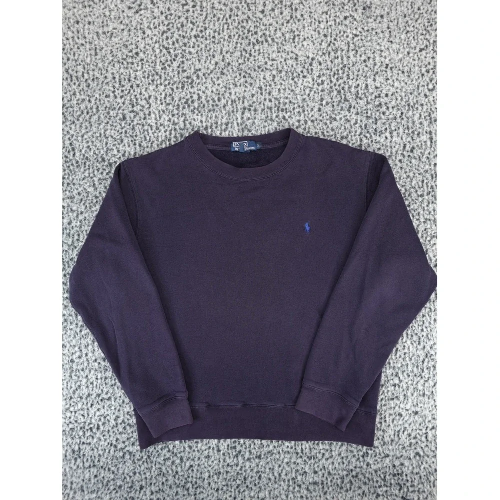 Polo Ralph Lauren Mens Medium Purple Crewneck Sweatshirt Blue Pony Logo Fleece‎